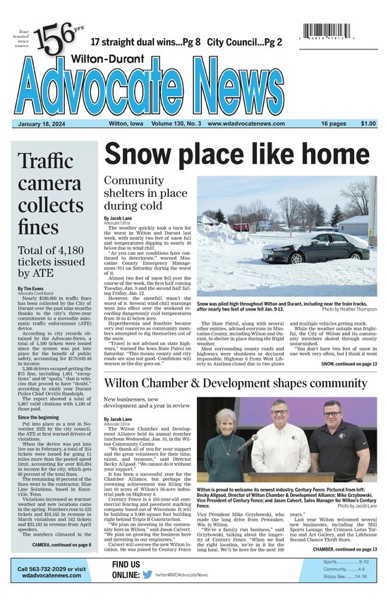 Advocate News, Jan. 18, 2024 WiltonDurant Advocate News